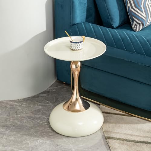 15" Metal Built Nightstand, Bed Side Table with Simple Assembly, Couch Side Table with Versatile Style for Indoor Living Areas, Milk White