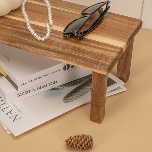 Kitchen Cabinet Counter Shelf Acacia Wood Desktop Organizer Shelf | Wooden Kitchen Cabinet Countertop Organizer Tabletop Shelf Display Stand Coffee Station Organizer Desk Shelf for Top of Desk