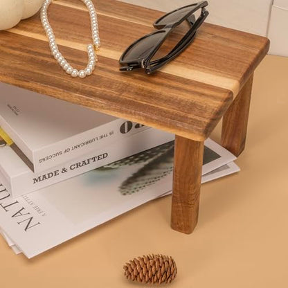 Kitchen Cabinet Counter Shelf Acacia Wood Desktop Organizer Shelf | Wooden Kitchen Cabinet Countertop Organizer Tabletop Shelf Display Stand Coffee Station Organizer Desk Shelf for Top of Desk