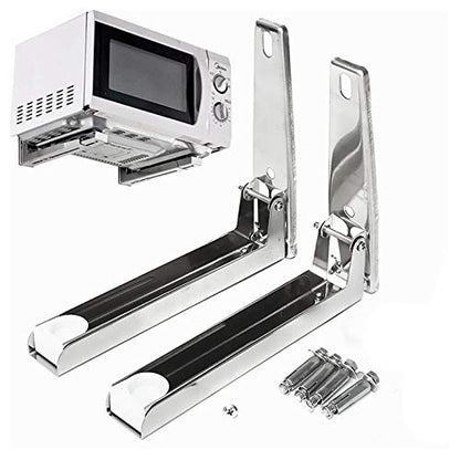Hovico Universal Stainless Steel Microwave Mount Bracket, Support Frame Steel Foldable Stretch Shelf Rack Microwave Oven Wall Mount Bracket Stainless Silver - color: Style A