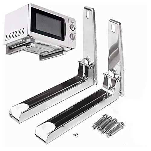Hovico Universal Stainless Steel Microwave Mount Bracket, Support Frame Steel Foldable Stretch Shelf Rack Microwave Oven Wall Mount Bracket Stainless Silver - color: Style A