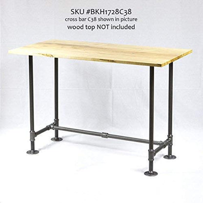 Rusty Design H28, BKH1728C38 Pipe Legs KIT with Cross Bar for Writing Desk, Computer Table, H-Shape, L38 x W17 x H28, Pack Suitable for 1 Table