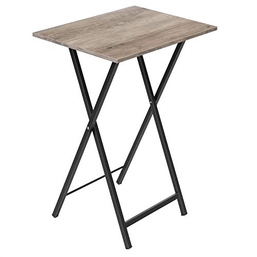 HOOBRO Folding TV Table, TV Tray, Stable Snack Table for Small Space, Portable Sofaside Desk, Easy Assembly and Storage, Ideal for Snacks and Meals in Living Room, Greige and Black BG15BZ01 - color: Greige + Black