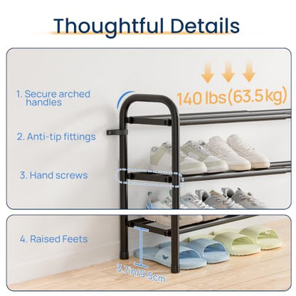 ENJOYBASICS Expandable Shoe Rack, 32.4'' Wide - 10 Tier Adjustable Shoe Organizer Shelf for Closet, 40 Pairs Black Metal Free Standing Shoe Rack Storage for Garage, Entryway - size: 10 Tier (20-40 Pairs)