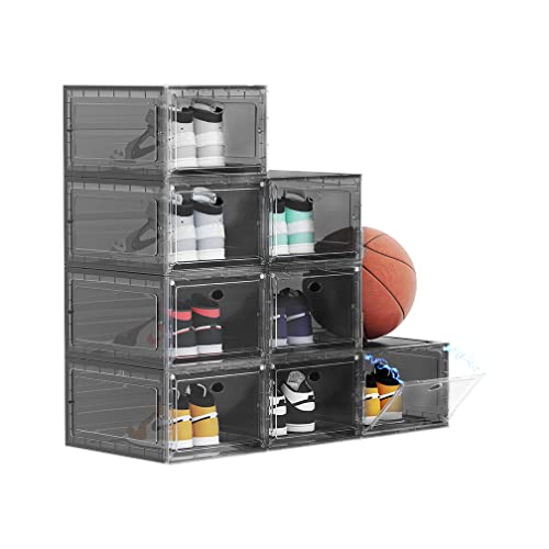 US 15 XXL 8 Pack Shoe Storage Box, Shoe Boxes Clear Plastic Stackable, Shoe Container for Organizing Sneaker and Basketball Shoes (XL BLACK 8 PACK) - color: BLACK 8 PACK