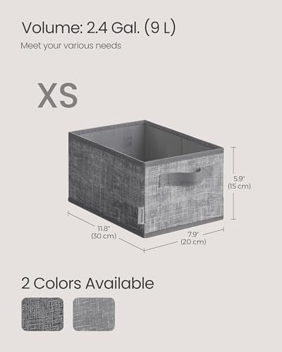 SONGMICS Storage Cubes, 11.8 x 7.9 x 5.9 Inches Non-Woven Fabric Bins with Double Handles, Set of 3, Closet Organizers for Shelves, Foldable, for Clothes, Cattail Gray UROB415G01