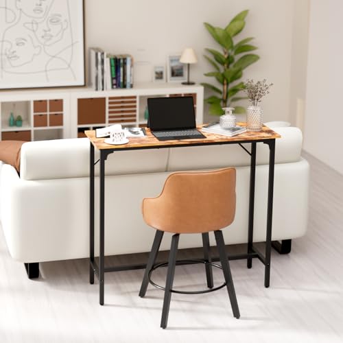 VINGLI 43 Inch Bar Table, Rectangular Counter Height Home Pub Table, Brown | High Top, Multi-Scene Use for Kitchen Dining Living Room Sofa Entryway, Wooden Tabletop & Metal Base, Easy to Install - color: Brown, size: 43"L