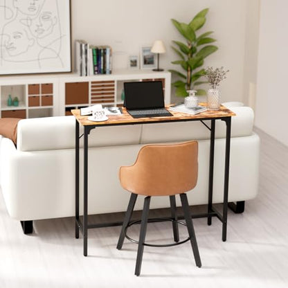 VINGLI 43 Inch Bar Table, Rectangular Counter Height Home Pub Table, Brown | High Top, Multi-Scene Use for Kitchen Dining Living Room Sofa Entryway, Wooden Tabletop & Metal Base, Easy to Install - color: Brown, size: 43"L