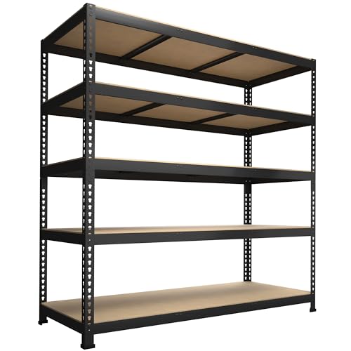 PrimeZone 47" W x 23.6" D x 71" H Large Heavy Duty Storage Shelves - 5 Tier Adjustable Garage Storage Shelving, Metal Storage Utility Rack Shelf Unit for Warehouse Pantry Closet Kitchen, Black - size: 47"W x 23.6"D x 71"H