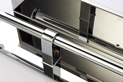 BGL Toilet Paper Holder - Stainless Steel Toilet Paper Roll Holder with Shelf Wall Mounted for Bathroom (Silver, Double Head) - color: Chrome