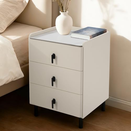Homcosan Night Stand Large Size 15.75", Modern Minimalist Bedside Table with 3 Drawer, Easy Assembly, Wide End Table for Living Room, Bedroom, Vanity, Dorm (Cream) - color: Cream, size: 15.75"L x 15.75"W x 23.54"H
