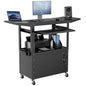 Mobile AV Cart with Drop Leaves & Adjustable Height, Rolling Computer Cart with Pullout Keyboard Tray – Locking Cabinet, 3 Outlets&2 USB Ports, Lock Brake Casters, Utility Cart for Office/Classroom - size: Style 3 18"D x 24"W x 43.3"H
