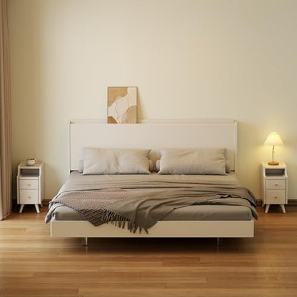 AQIMUELE Small Nightstand with Drawers, Solid Wood Bedside Table, Narrow Walnut Nightstand for Bedroom - color: 1 Pc(white), size: 15.74''D*11.81''W*19.68''H