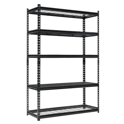 Heavy Duty 5-Tier Shelving Unit, 2500 LBS Capacity Storage Shelves for Garage Kitchen Pantry, Metal Adjustable Shelving for Basement Bathroom Laundry, 47" L x 18" W x 71" H - size: 71" H x 47" W x 18" D