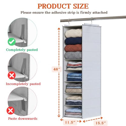 Deep Pocket Hanging Closet Organizer, 8 Tier Hanging Shoe Organizer | Adjustable Shelf Height Closet Organizers and Storage for Sweaters, Shoes, Hoodies & Blankets, Heavy Duty Hanging Shelves - size: Extra Deep
