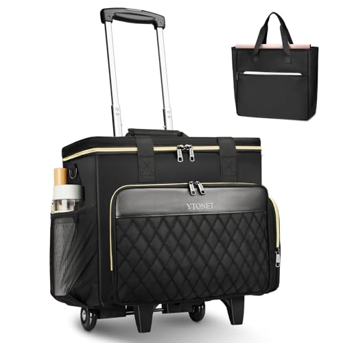 Ytonet Rolling Teacher Bag, 15.6 Inch Rolling Laptop Bag with Detachable Dolly & File Teacher Tote, Large Roller Briefcase for Women Teaching Office Work Craft Nurse, Black - color: Black, size: Large