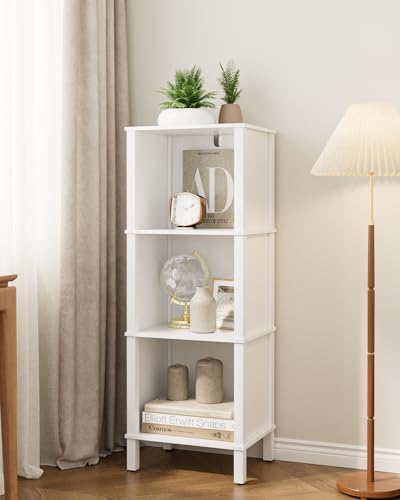 Bookshelf, Modern 3-Tier Bookcase, Open Storage Book Shelf, 11 × 14.2 × 38.9 Inches, Small Narrow Bookshelves for Living Room, Home Office, Bedroom, White - color: White, size: 3-Tier