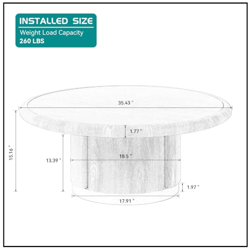 35.43'' Round Coffee Table with Sintered Stone Tabletop for Living Room, Modern Circle Wood Pedestal Coffee Table with Brushed Stainless Steel, Easy Assembly, Black - color: Ø35.43'' -Walnut