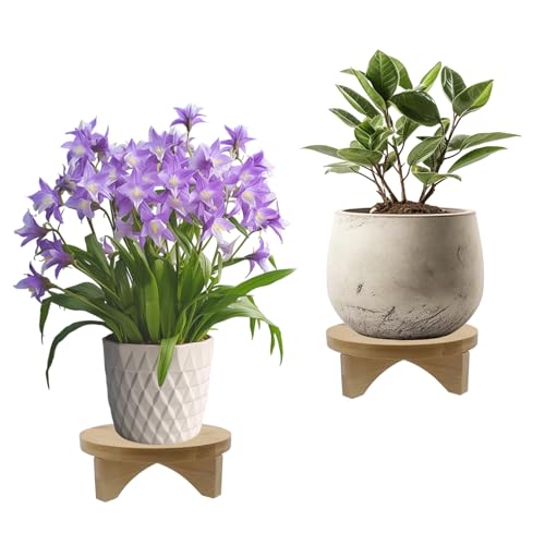 Oedema 6 Inch Round Solid Wood Flower Plant Stand | Mid Century Modern, Indoor Use, Desktop & Office Decor, Small Plants Display Riser, Decor Planter Stand - size: 6inch/153mm