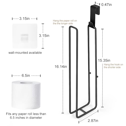 Black Over The Tank Toilet Paper Holder for 4 Roll Tissue,Bathroom Toilet Paper Roll Storage Holder Wall Mount Brushed Nickel,Metal Hanging Toilet Paper Holder Dispenser,Organizer 2pcs - color: K:hold 4 Rolls Tissue(2pcs,black)