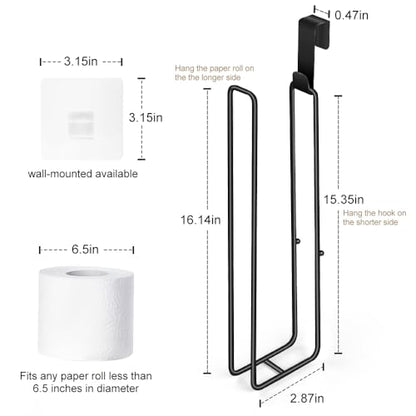 Black Over The Tank Toilet Paper Holder for 4 Roll Tissue，Bathroom Toilet Paper Roll Storage Holder Wall Mount Brushed Nickel,Metal Hanging Toilet Paper Holder Dispenser,Organizer - color: L:hold 4 Rolls Tissue(1pcs,black)