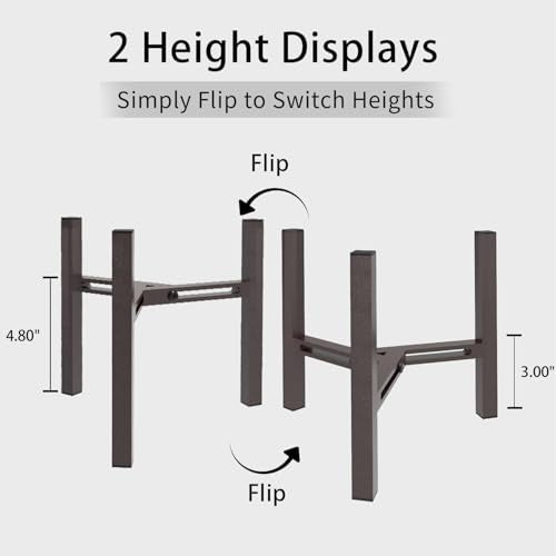 Adjustable Plant Stand Indoor, Metal Stable Plant Holder, Modern Plant Stands Fits 5-6-7-7.5" Pots for Home & Office (Without Pots) - color: Brown