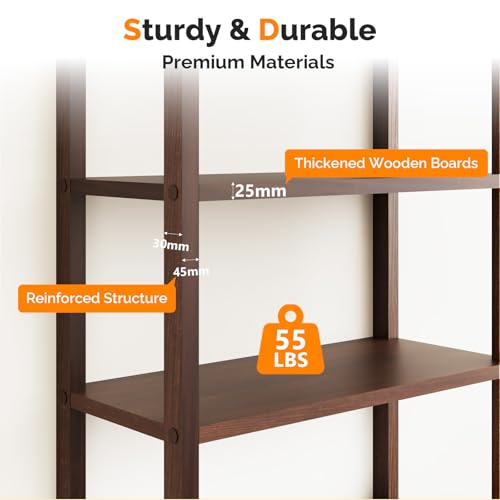 VINGLI Bookcase with Fluted Doors, 71" Wood Storage Cabinet with Adjustable Shelves, 6-Tier Display Cabinet Bookshelf for Study, Living Room, Home Office, Kitchen Pantry, Walnut - color: Dark Walnut