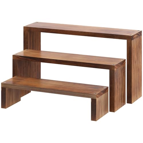 Plant Stand Shelf for Desk Window Sill Countertop Desktop Succulent Stand | 3 Tiers Small Wooden Tabletop Ladder Plant Shelves for Cupcake Stand Riser Kitchen Spice Rack Holder