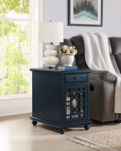 Martin Svensson Home Elegant Chairside End Table with Power — 24″W x 16″D x 25″H, Catalina Blue — Transitional Painted Accent Table with Flip-Top USB Charging, Drawer & Cabinet Storage - color: Catalina Blue