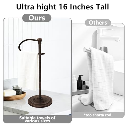 Bronze Bath Hand Towel Holder Stand,Stainless Steel 16 Inch Free Standing Towel Rack,Heavy Weight Towel Bar for Bathroom Vanity Countertop &Kitchen - color: Bronze