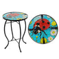 Small Side Table with Metal Frame, 10.5" Round Side Tables with Seven-Spotted Ladybug Pattern,Outdoor Table for Balcony,Terrace,Garden,Living Room - color: Seven-spotted Ladybug