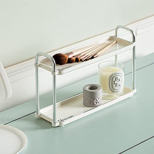 3.54 Inch Desktop 2-Layer Storage Rack | Countertop Storage Shelf for Bathroom, Kitchen, Living Room, Bedroom, Dressing Table,White - size: 3.54 Inch