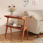 Solid Wood End Table, 2-Tier Side Table with Storage Shelf, Wooden Modern Accent Slim Bedside Table for Sofa, Living Room, Bedroom, Small Space, Easy Assembly, Cherry - color: Cherry