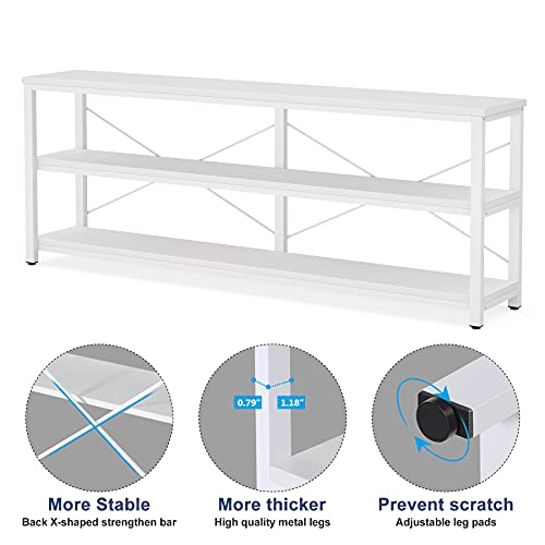 Tribesigns 71" Sofa Tables,Extra Long Couch Table, Narrow Long Console Table, Entryway Table,Sofa Table with 3 Tiers Storage Shelves (White) - color: White