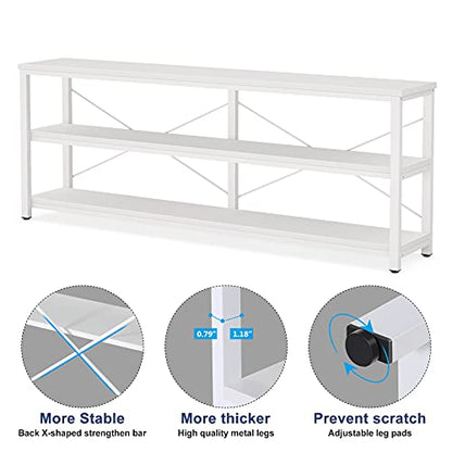 Tribesigns 71" Sofa Tables,Extra Long Couch Table, Narrow Long Console Table, Entryway Table,Sofa Table with 3 Tiers Storage Shelves (White) - color: White
