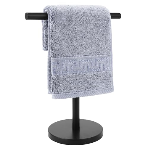 T-Shape Bath Hand Towel Holder Standing, Black, 1 Pack | Weighted Stainless Steel Base Helps Prevent Tipping While The Open T-Shape Keeps Towels Dry on Bathroom Countertops - color: Black-1 Pack