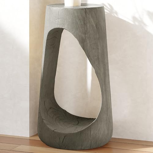 Merax Hollow MGO Accent Side Table, Unique Modern End Table with Wide Pedestal & Tabletop, Small Drink Tables for Living Room, Bedroom Night Stand Bedside Table, No Assembly Required, Grey - color: Grey, size: Hollow Design