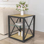 Industrial Side Table with 3-Tier Storage – Tempered Glass Shelf, X-Frame Metal Design, Natural Wood Finish, Compact End Table for Living Room, Bedroom or Office(Product G)