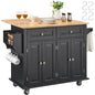 VEVOR Kitchen Island Cart, 35" Wood Top Mobile Carts with Storage Cabinet, Rolling Table with Drop Leaf, Spice Rack, Towel Bar, Adjustable Shelf, Drawer, and Hooks, Portable Islands on Wheels, Black - size: 35.4" W Drop Leaf, style: 2 Drawers & 4 Doors