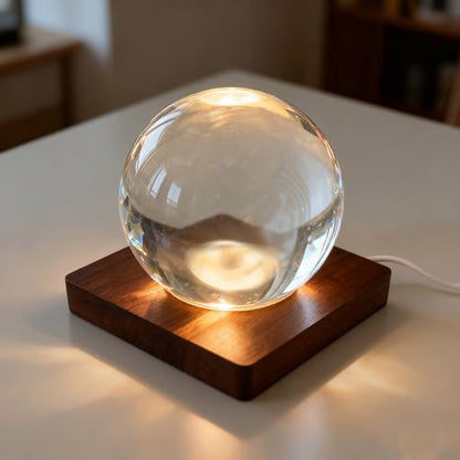Wooden LED Light Base Display Lighted Base for Crystals - Brown Square Wood Display Lighted Bases Pedestal Stand for Room Office Home Decor