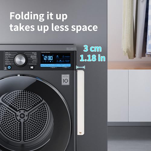 LEQ Clothes Drying Rack Magnetic Folding Shelf for Clothes and Towels, Magnet Rack Mount on Washing Machine Fridge, Durable Folding Rack for Laundry Room Bathroom Kitchen - color: White
