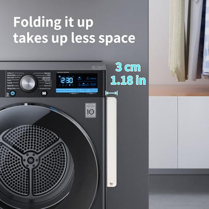 LEQ Clothes Drying Rack Magnetic Folding Shelf for Clothes and Towels, Magnet Rack Mount on Washing Machine Fridge, Durable Folding Rack for Laundry Room Bathroom Kitchen - color: White