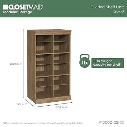 ClosetMaid Modular Storage 12-Shelf Unit with Dividers, Sand - color: Sand