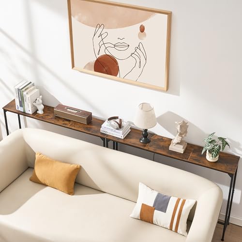 Console Table, Narrow Entryway Table, Thin Sofa Table, Behind Couch Table,for Hallway, Bedroom, Living Room, Foyer, 9.4 x 47.2 x 31.5 Inches, Rustic Brown - size: 9.4" W x 47.2" D, style: Ordinary