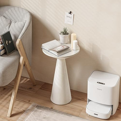 COZAYH Farmhouse Pedestal Small End Table Round Martini Table Wood Plant Stand Rustic Drink Table for Small Space Living Room, Bedroom, White - color: White