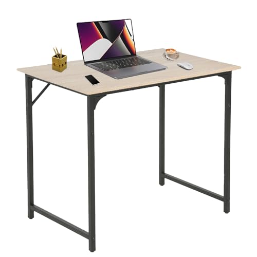 HCY Computer Desk 39 inch Writing Desk Home Office Study Workstation Modern PC Laptop Sturdy Simple Gaming Desk with Metal Frame (Nature) 39x20x29 - color: Nature, size: 39 inch