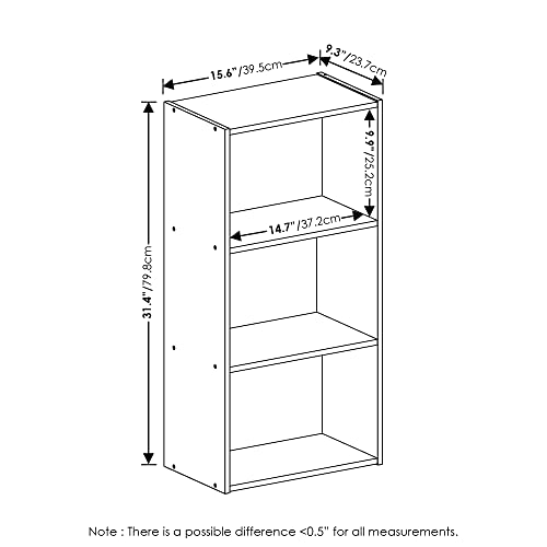 Furinno Luder 3-Tier Open Shelf Bookcase, Pink/White - color: White/Pink, size: 3-Tier, 9.3 x 16 x 31.4
