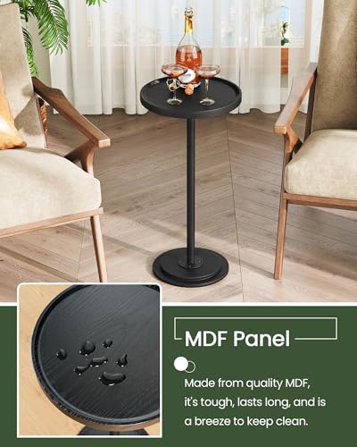 CHOEZON Small Round Side Table, Drink Table for Small Spaces, Pedestal Martini Side Table, Thickened Base, for Living Room, Bedroom, Office, Black TBZ30BB - color: Black