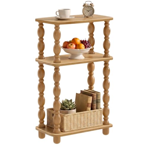 3-Tier Small Side Table, Narrow End Table, Natural Wood | Modern Accent Table, Skinny Bedside Nightstand, For Small Spaces, Bedroom & Living Room - color: Natual Wood, size: Narrow