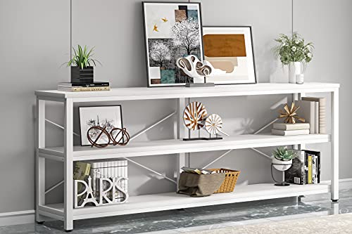 Tribesigns 71" Sofa Tables,Extra Long Couch Table, Narrow Long Console Table, Entryway Table,Sofa Table with 3 Tiers Storage Shelves (White) - color: White